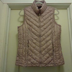 COASTAL GRANDMOTHER BLUSH BEIGE QUILTED ZIP UP VEST M